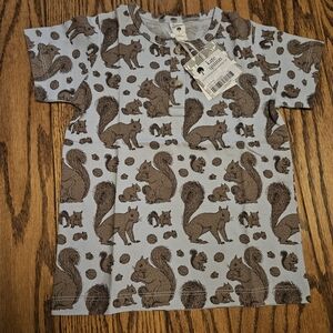 kate quinn Light Blue Short Sleeve Squirrel Print Tee